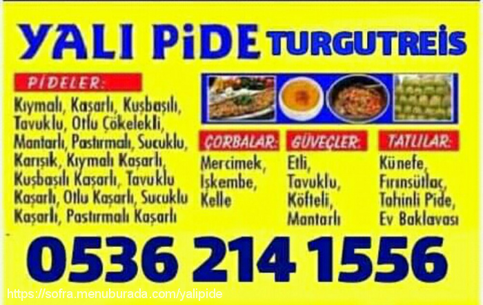 Yalı Pide, Turgutreis (Turistik Çarşı) Menü Fotoğrafı