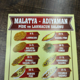 Malatya Adıyaman Pide Ve Lahmacun Salonu, Fevzi Çakmak  Menü Fotoğrafı Orta